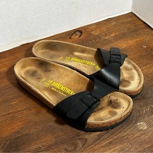 Birkenstock Madrid Black Leather Women's Sandals Shoes Size 38